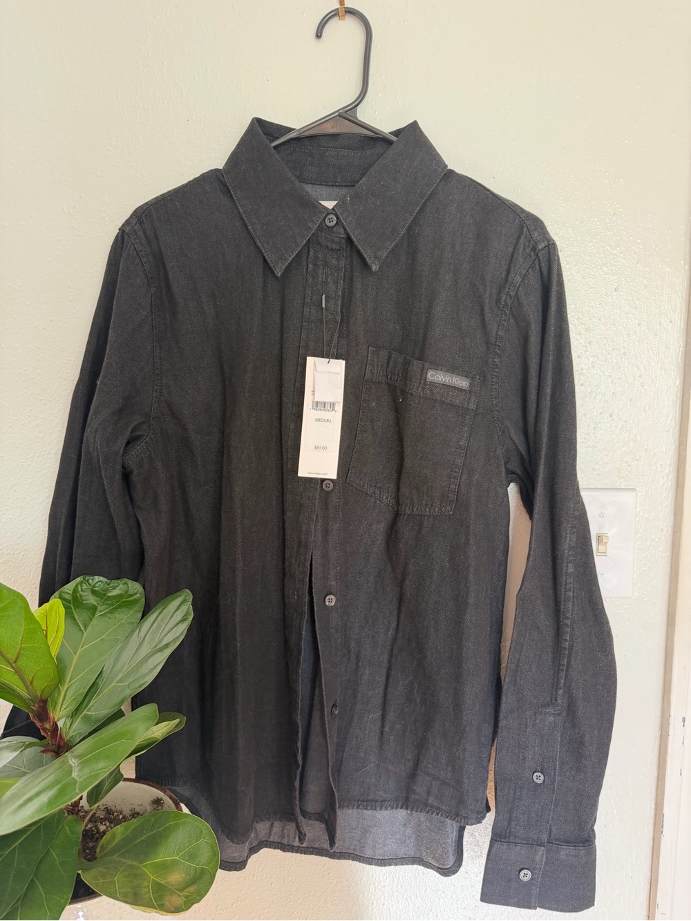 Calvin Klein women’s Charcoal Button-Down Shirt